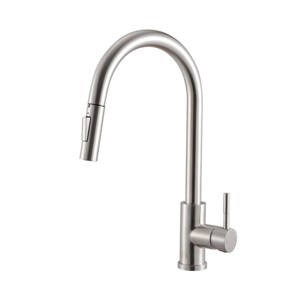 Elegant Lighting Jack Single Handle Pull Down Sprayer Kitchen Faucet in Brushed Nickel - 1 of 4