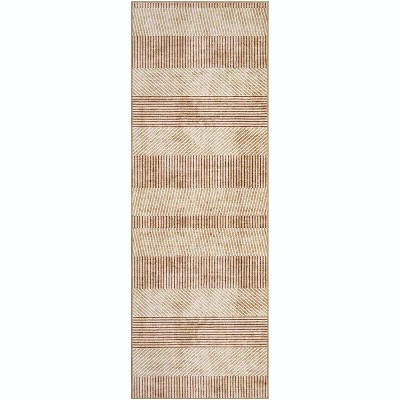 Modern Stripe Pattern Area Rug - Machine Washable, Non-Slip, Low-Pile Rug for Living Room, Bedroom, and Entryway
