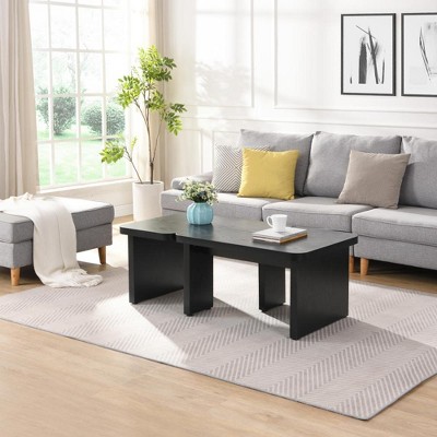Chic Crate - Elevate Your Décor with Black Rectangle Wood Coffee Table Duo | 47.24*23.62 and 35.43*31.49 inch, Ideal for Dining Room, Garden