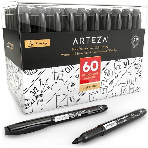 Arteza Set Of 16 Permanent Markers, Assorted Colors, Brush Nib