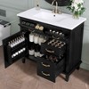 MAYEERTY 36" Bathroom Vanity Ceramic Sink Top Solid Wood MDF Poplar Cabinet Flip Drawers Adjustable Shelves Zinc Handles - 2 of 4