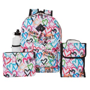 CLUB LIBBY LU Empowerment Heart Love Backpack Set for Girls, 16 inch, 6 Pieces - Includes Foldable Lunch Bag, Water Bottle, Scrunchie, & Pencil Case - 1 of 4