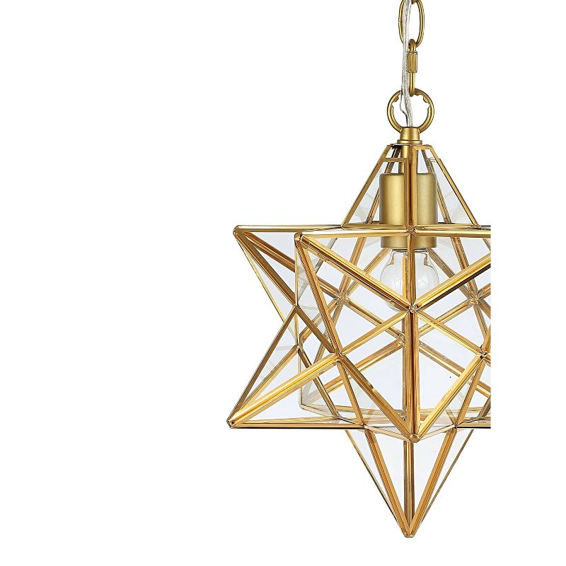 12&#34; LED Metal/Glass Stella Moravian Star Leaf Pendant Gold - JONATHAN Y, 3 of 7