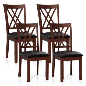 Tangkula Set of 4 Dining Chair Kitchen Chair with Backrest Padded Seat & Rubber Wood Legs - 1 of 4