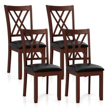 Tangkula Set of 4 Dining Chair Kitchen Chair with Backrest Padded Seat & Rubber Wood Legs