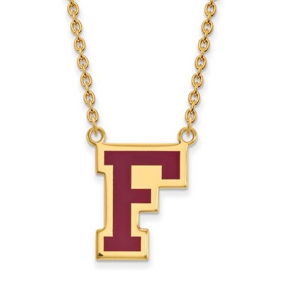 Black Bow Jewelry 14k Yellow Gold Plated Sterling Silver Fordham Rams NCAA Necklace 18 Inch