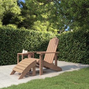 vidaXL Patio Adirondack Chair with Detachable Footstool - Weather-Resistant, Low-Maintenance HDPE Material - Brown - 1 of 4