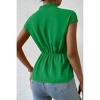 Women's Ruched Cross Fit V Cut Knot Blouse - Supreme Fashion - 2 of 3