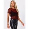 INSPIRE CHIC Women's Mesh Crop Short Sleeve Metallic Party See-Through Crop Shirts - 3 of 4