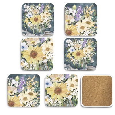 Courtside Market Summer Blooms 4x4 6-Piece Coaster Set