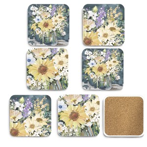 Courtside Market Summer Blooms 4x4 6-Piece Coaster Set - 1 of 2