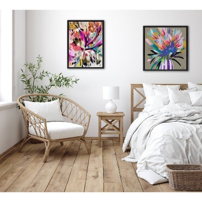Sylvie Bright Flowers Framed Canvas Wall Art in Black Frame
