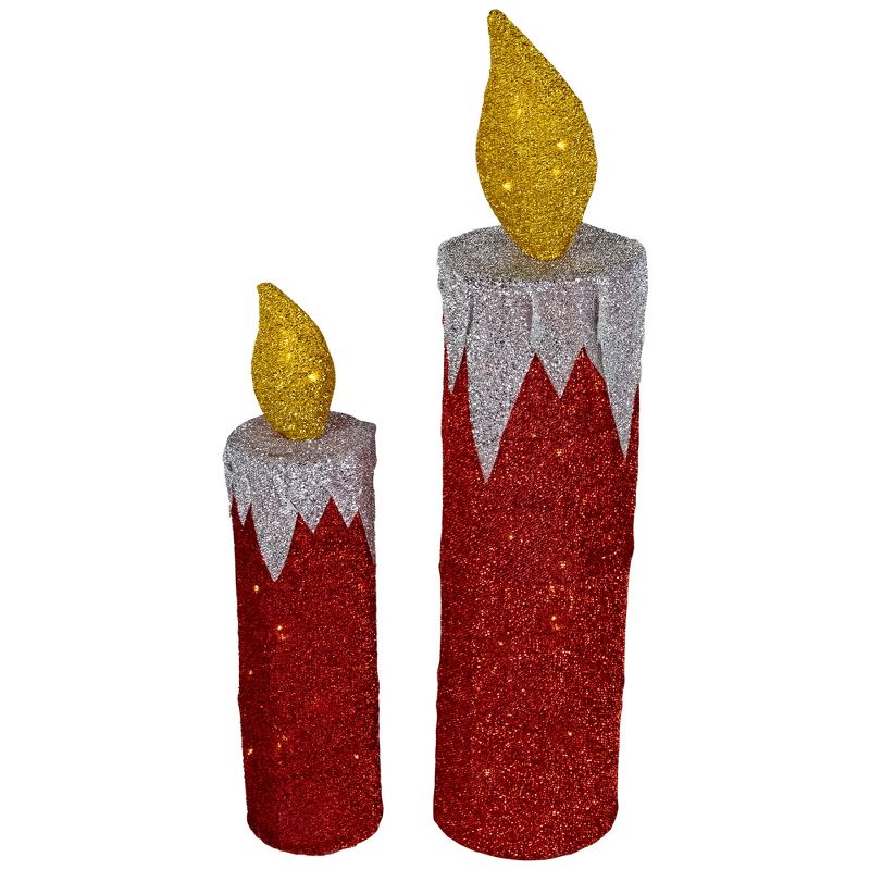 Northlight Set of 2 LED Lighted Red Candles Outdoor Christmas Decorations 22.75", 4 of 8