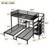 Black Twin Size Double-Layer Iron Frame Bed With Ladder, Suitable for 3 People,Triple Bunk Bed with Desk and Shelves - 4 of 4