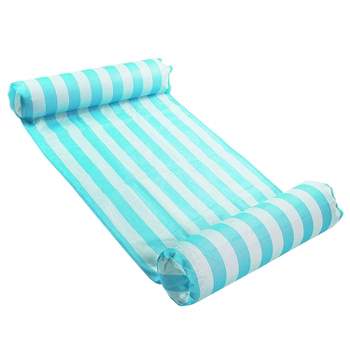 COMFY FLOATS 91613VM Inflatable PVC Vinyl Striped Hammock Chair Pool Float, Teal and White with Double Inflatable Tubes