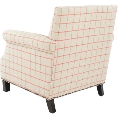 Contemporary Beige Wood Accent Chair with Nailhead Detail