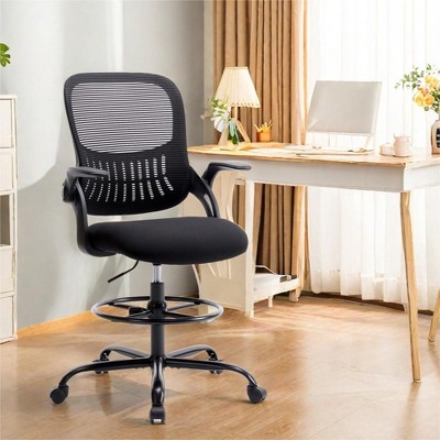 GlasFlength Tall Seating Sets with Adjustable Foot Ring, Counter Height Office Chairs, for Standing Desk, Black, 28.35"*28.35"*48.82"