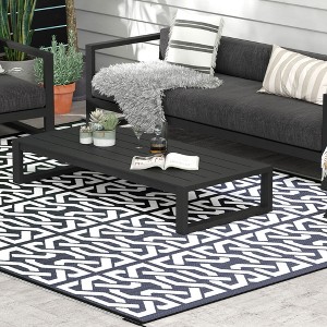 Gulches Outsunny Reversible Outdoor Rug, 9' x 12' Waterproof Plastic Straw Floor Mat with Carry Bag - 1 of 4