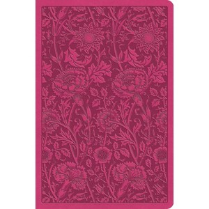 ESV Value Compact Bible (Trutone, Raspberry, Floral Design) - (Leather Bound) - 1 of 1
