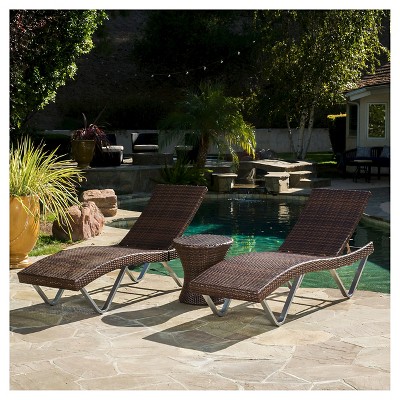 San Marco 3pc Wicker Patio Chaise Lounge Set - Multi Brown - Christopher Knight Home