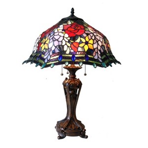 Chloe Lighting Carrell Tiffany-style 3 Light Roses Floor Lamp 20" Shade - 1 of 2