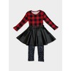 Spotted In Plaid Top, Skirt and Legging Set Mia Belle Girls - 3 of 4