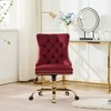 Okak Simple Luxury Tufted Button Swivel Office Chair with Chrome Metal Base & Nailhead Trim,Adjustable Desk Chair for Office,Living Room - 2 of 4