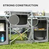 Resenkos  Aluminum Camping Kitchen, Portable Folding Camping Table with Fabric Cupboards, Windshield and Bag for BBQ, Picnic - 3 of 4