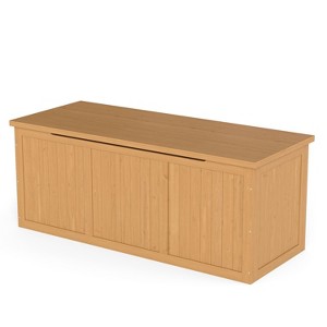Cesicia Outdoor Wooden Deck Box, for Patio Furniture Cushions, Pool Toys & Garden Tools - 1 of 4