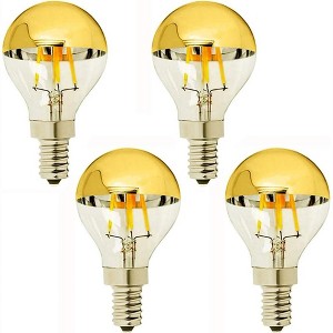 Runesay G14(G45) Half Chrome Light Dimmable 4W(40W Equivalent) E12 LED Candelabra Bulbs, Warm White Filament Vintage Bulb W/ Golden Mirror, Pack of 4 - 1 of 4