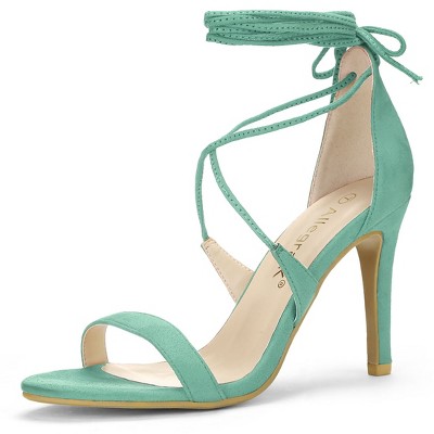 Allegra K Women's Solid Open Toe Lace Up Stiletto Sandals