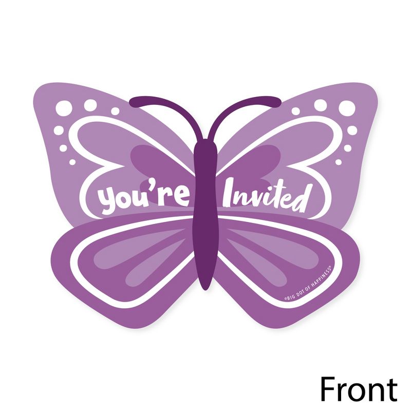 Big Dot of Happiness Beautiful Butterfly - Shaped Fill-In Invitations Floral Baby Shower or Birthday Party Invitation Cards with Envelopes - Set of 12, 3 of 8