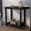 HDPE Dining Cart – Portable Double-Shelf Utility Trolley with 4 Wheels and Towel Rack, 1000 Lbs Capacity, Easy to Maneuver and Store, Black - 2 of 4