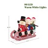 LuxenHome Lighted Snowman Family on Sled in Winter Coats,Outdoor Christmas Yard Decoration Red, White, Black, Blue, Green - 2 of 4
