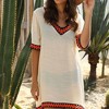 Anna-Kaci Women's Woven Beach Cover-Up Dress with Crochet Trim and Off-Shoulder Design - 4 of 4