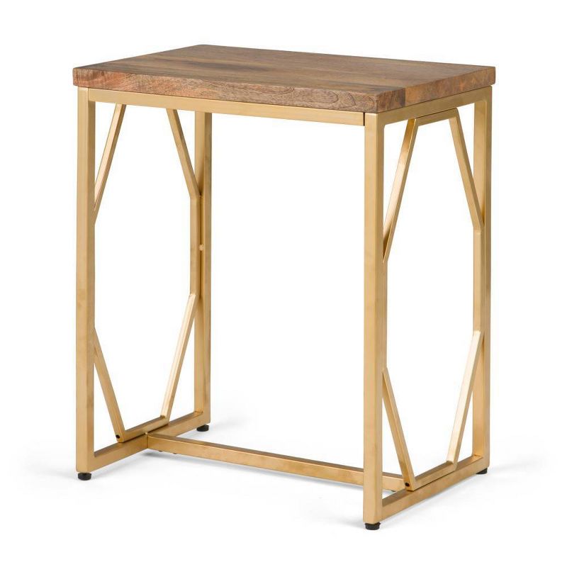 13&#34; Ebsen Metal and Wood Accent Table Natural/Gold - WyndenHall, 1 of 11