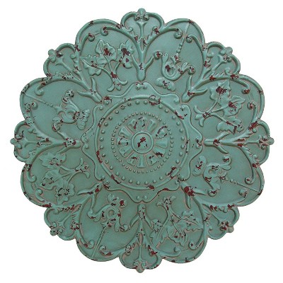 27" Shabby Medallion Wall Décor Green - Stratton Home Décor