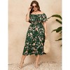 Women Plus Size Off Shoulder Maxi Dress Ruffle Flowy Casual Summer Boho Long Dresses - 4 of 4