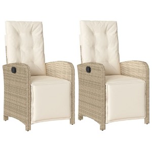 vidaXL Reclining Garden Chair Set of 2 Beige and Cream White - 1 of 4