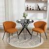 Set Of 2 Dining Chairs with Black Legs,Boucle Fabric Dining Chair with Wing Back, Leisure Armless Chair Upholstered Accent Kitchen Chairs-Cuddlewood - 2 of 4