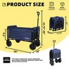 NAYSAYE Folding Wagon Trolley with Bench Seat Dog Leash Heavy Duty Design for Camping Beach and Outdoor Use, Dark Blue, 29"*18"*32.75" - 3 of 4