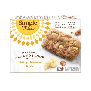 Simple Mills Gluten Free Nutty Banana Bread Soft-Baked Almond Flour Bars - 5ct - 1 of 4
