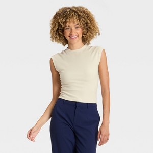 Women's Cap Sleeve Brushed Ribbed Muscle T-Shirt - A New Day™ - 1 of 3