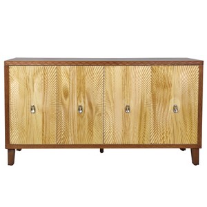 TIRAMISUBEST Carved Scatter Pattern 4-Door Buffet Sideboard, Vintage Storage Cabinet with Adjustable Shelves, Living Room Console Cabinet - 1 of 4