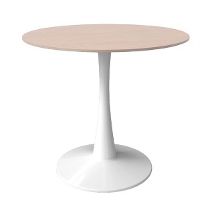 LeisureMod Bristol 27" Round Dining Table - Sintered Stone Top Accent Cafe Table & Sturdy Steel White Pedestal Base for Kitchen and Small Spaces - 1 of 4