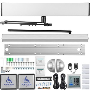 VEVOR Automatic Door Opener, 100-240V for Max.220lbs Doors,with 2 Wireless Remotes, Keypad, 2 Exit Buttons,5 ID Cards,2 Push Buttons, CE Listed,Silver - 1 of 4