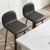 Bekrvio 26" Swivel Counter Height Bar Stools Set of 2 – Mid-Century Modern Upholstered PU Leather & Walnut Bentwood Legs, for Kitchen Island (Gray) - 4 of 4