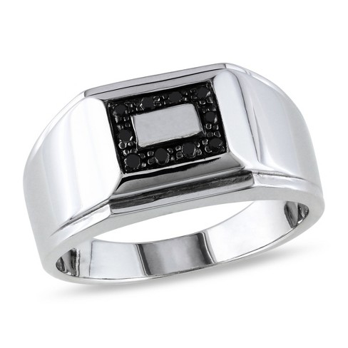 EVERLY JEWELRY | Sterling Silver Black Rhodium Plated 1/10 CT TW Mens Square Black Diamond Ring - image 1 of 4