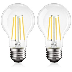 Luxrite Vintage A19 LED Light Bulbs 100 Watt Equivalent, 1600 Lumens, 4000K Cool White, Dimmable, 12W, Damp Rated, UL Listed, E26 Medium Base 2 Pack - 1 of 4