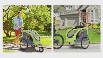White and Black 2-in-1 Dog Bike Trailer Pet Stroller